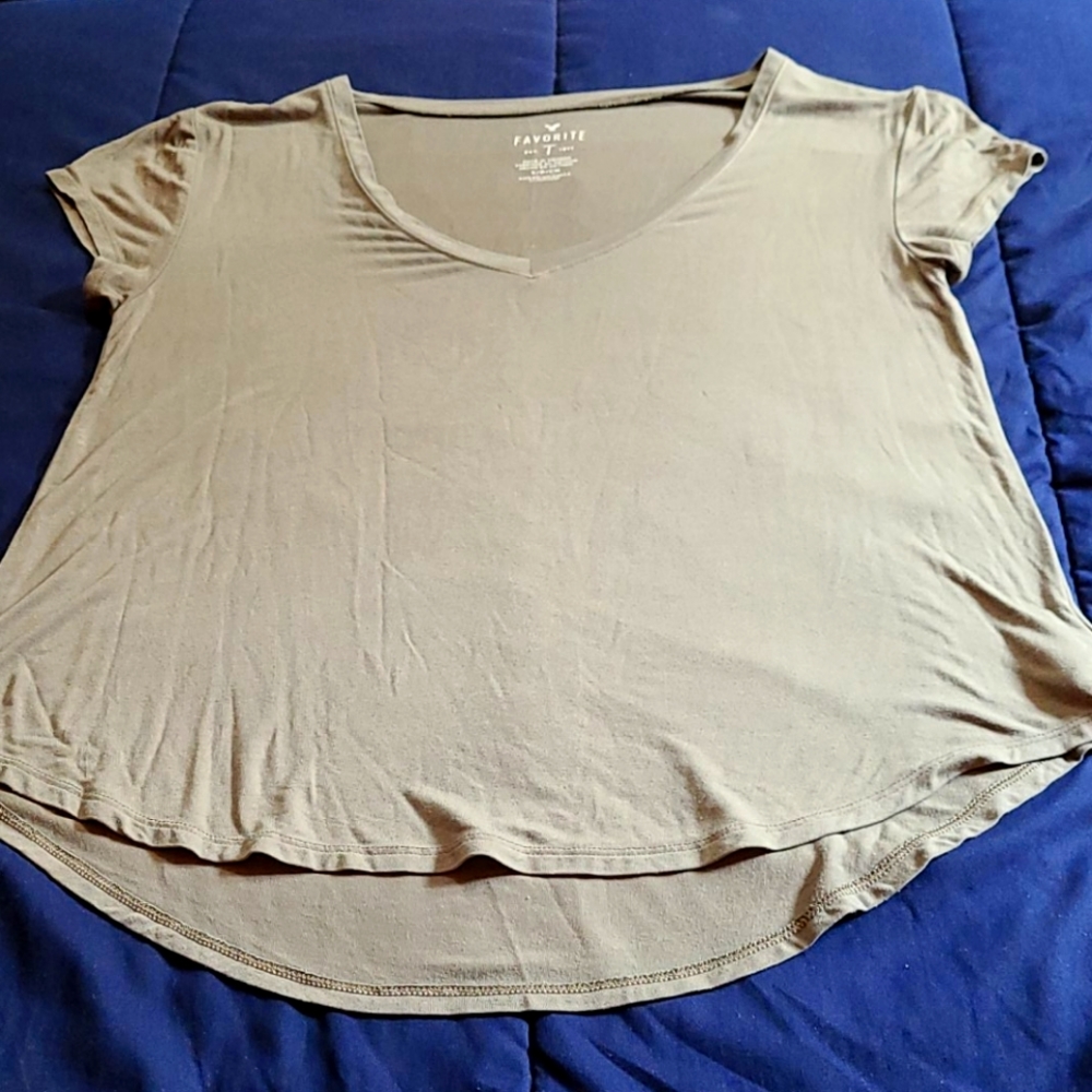 Army Green American Eagle V-Neck Tee